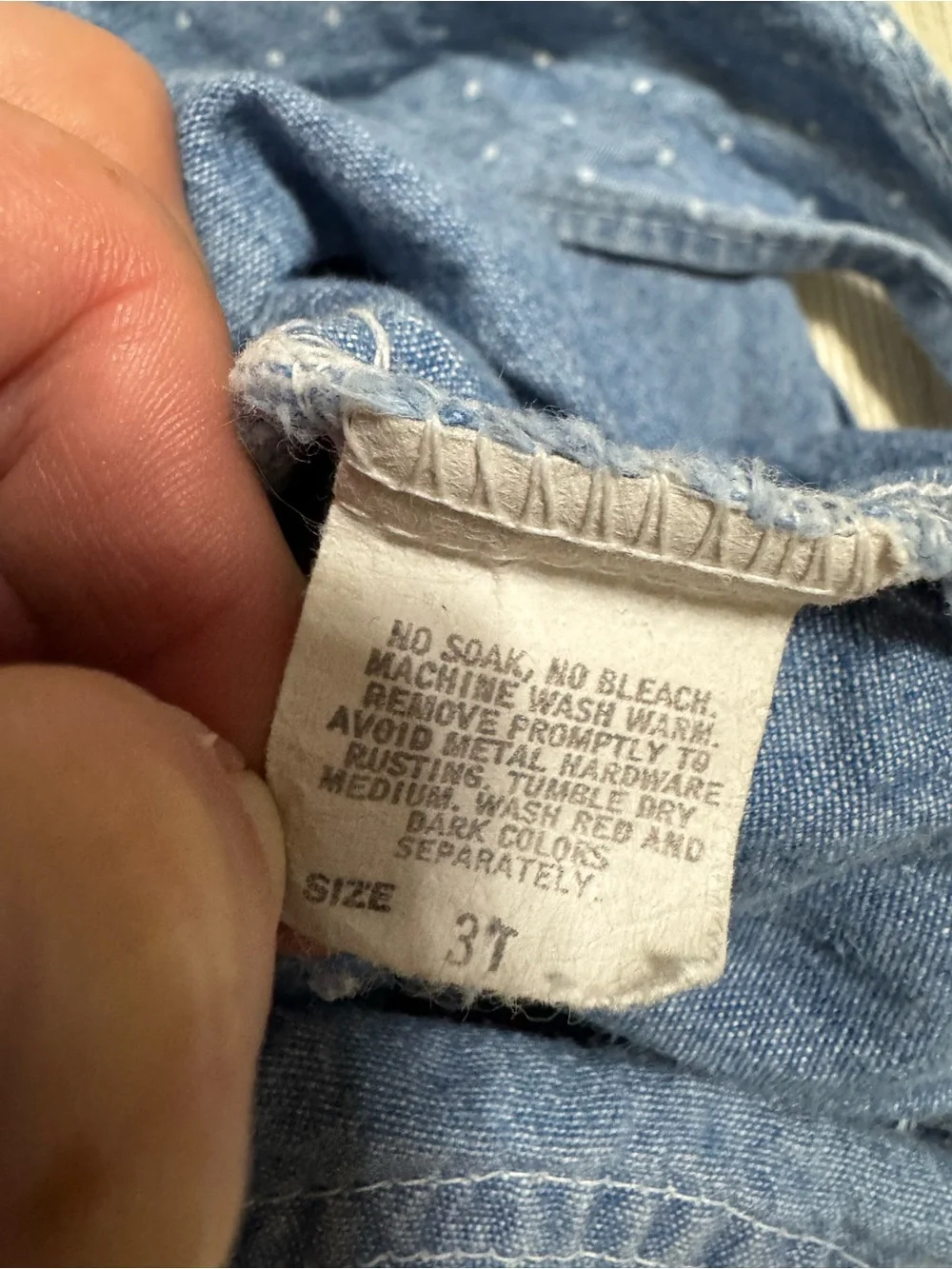 Vintage OshKosh USA chambray striped polka dot shortalls overalls 3t girls 18”